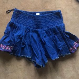 Free People Blue Flowy Shorts
